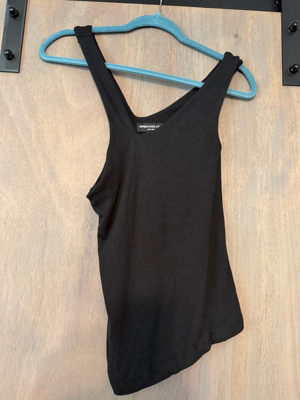 Generation Love Asymmetrical Black Ribbed Lined Tank Top Size Extra Small